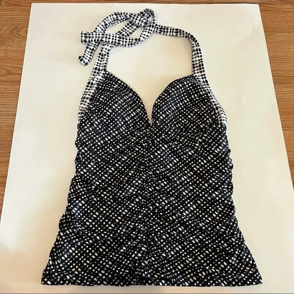 Athleta Vichy Retro Halter Tankini Top Only Black White Women's Size XXS - Picture 1 of 11